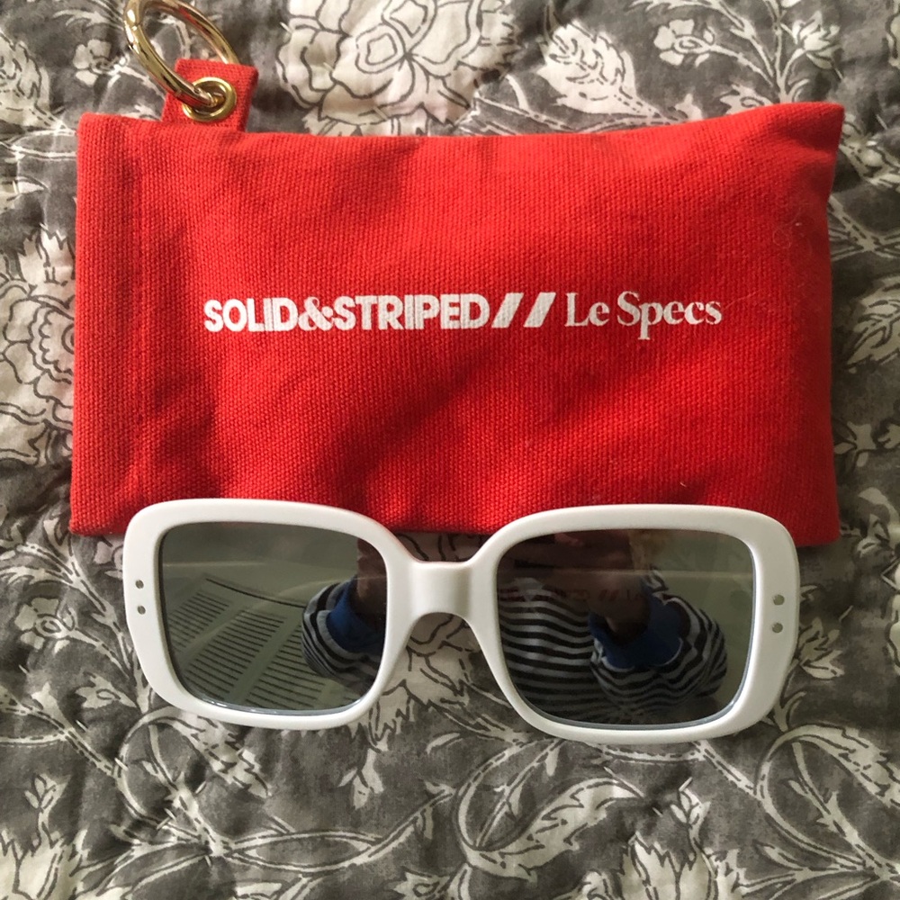 Solid & Striped Le Specs White Mirrored Sunglasses With Case
